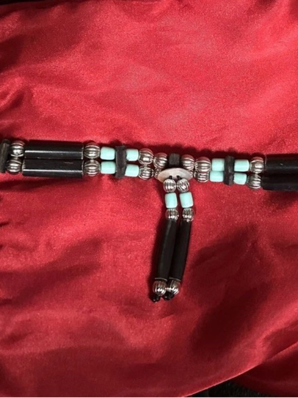 Southwestern Native American Beaded Choker in Black & Turquoise